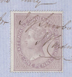 133195 1857 MAIL LIVERPOOL TO HULL WITH 'LIVERPOOL/466' SPOON TYPE B8 (RA62) AND 1D FISCAL USED WITHIN.