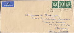 133298 1955 AIR MAIL LONDON TO CAMEROON, WEST AFRICA WITH 1/3 WILDING X 3.
