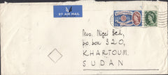 133309 1960 AIR MAIL BOREHAM WOOD, HERTS TO KHARTOUM, SUDAN WITH 9D WILDING AND 1/6 EUROPA (SG622).