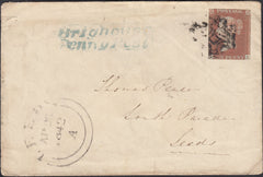 133318 1842 MAIL HALIFAX TO LEEDS WITH 'BRIGHOUSE/PENNY POST' HAND STAMP (YK585) AND WAFER SEAL.