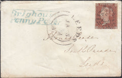 133324 1842 MAIL HALIFAX TO LEEDS WITH 'BRIGHOUSE/PENNY POST' HAND STAMP (YK585) AND WAFER SEAL.