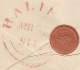 133325 1842 MAIL HALIFAX TO LEEDS WITH 'BRIGHOUSE/PENNY POST' HAND STAMP (YK585) AND WAFER SEAL.