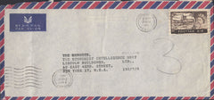 133362 1961 AIR MAIL SYDENHAM, LONDON TO NEW YORK WITH 2/6 CASTLE.