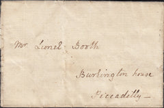 133369 CIRCA 1785 MAIL USED IN LONDON WITH PREVIOUSLY UNRECORDED 'J. FARRELL' LONDON RECEIVERS STRAIGHT LINE HAND STAMP.