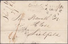 133397 1845 MAIL DAWLEY PARSONAGE, SHIFFNAL TO LICHFIELD WITH 'DAWLEY GREEN/PENNY POST' HAND STAMP (SH120).