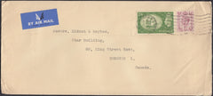 133434 1951 AIR MAIL LONDON TO CANADA WITH 6D (SG470) AND 2/6 (SG509).