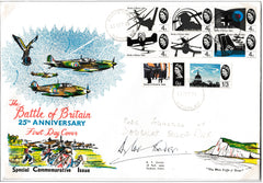 133485 1965 BATTLE OF BRITAIN FIRST DAY COVER WITH 'BIGGIN HILL' CANCELLATION AND SIGNED BY DOUGLAS BADER.