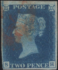 133557 1840 2D BLUE PL.2 (SG5)(SH) RED MALTESE CROSS (Spec DS8f).