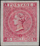 133630 1867 5S PALE ROSE PLATE ONE ERROR IMPERFORATE (SG127a)(HA).