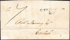 133763 1817 MAIL BRIGHAM, CUMBERLAND TO CARLISLE WITH 'COCKERMOUTH/319' MILEAGE MARK (CU230).