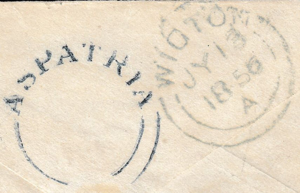 133766 1856 1D PINK ENVELOPE FROM HORNCASTLE, LINCOLNSHIRE TO WIGTON, RE-DIRECTED TO ASPATRIA WITH 'Misdirected/to Wigton.' HAND STAMP (CU557).
