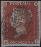 133884 1852 1D PL.145 (SG8)(AI CONSTANT VARIETY 'I' DOUBLE SPEC B2e) MISSING IMPRIMATUR LETTERING.