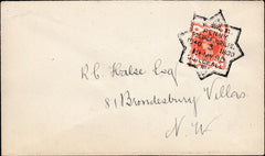 133907 1890 PENNY POSTAGE JUBILEE, MAIL FROM THE GUILDHALL EXHIBITION WITH ½D VERMILION (SG197) GUILDHALL HAND STAMP.