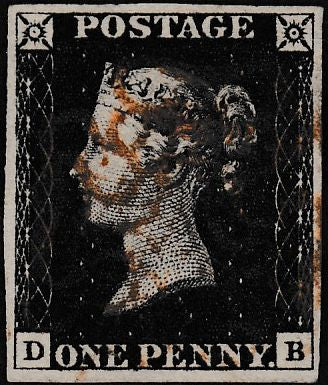 133950 1840 PENNY BLACK PLATE 1A AND 1B MATCHED PAIR LETTERED DB.