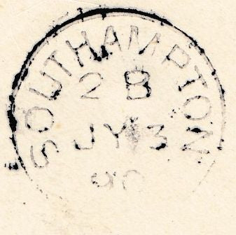 133972 1890 PENNY POSTAGE JUBILEE, MAIL FROM SOUTH KENSINGTON EXHIBITION TO SOUTHAMPTON WITH 1D PL.179 (SG43) SOUTH KENSINGTON HAND STAMP.