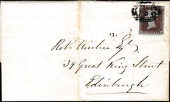 133992 1851 MAIL HAYDON BRIDGE, NORTHUMBERLAND TO EDINBURGH WITH '350' NUMERAL OF HAYDON BRIDGE AND 'ALLENHEADS' UDC.