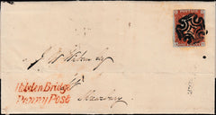 133996 1844 MAIL HEBDEN BRIDGE (WEST YORKS) TO SHREWSBURY WITH 'HEBDEN BRIDGE/PENNY POST' HAND STAMP (YK1331).