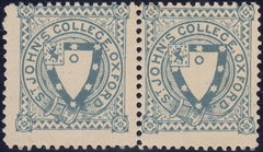 134028 1884 ST JOHN'S COLLEGE, OXFORD ½D GREY-BLUE (CS17) HORIZONTAL PAIR.