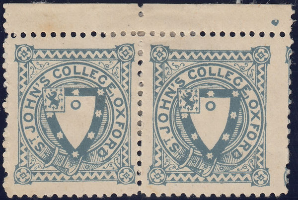 134029 1884 ST JOHN'S COLLEGE, OXFORD ½D GREY-BLUE (CS17) HORIZONTAL PAIR.