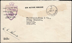 134068 1945 'O.A.S.' MAIL FROM OVERSEAS TO WHITFIELD KING, STAMP DEALERS.
