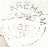 134075 1857 MAIL BRISTOL TO WAREHAM, DORSET WITH 'BRISTOL/134' SPOON (RA26).