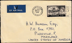 134081 1959 AIR MAIL BIRMINGHAM TO MARYLAND, USA WITH 2/6 CASTLE ISSUE.