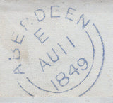134117 1849 MAIL USED IN ABERDEEN WITH 'NEWBURGH-ABERDEEN' CIRCULAR HAND STAMP.
