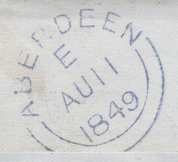 134117 1849 MAIL USED IN ABERDEEN WITH 'NEWBURGH-ABERDEEN' CIRCULAR HAND STAMP.