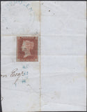 134118 1852 PIECE WITH 1D (SG8) AND 'NEWBURGH-ABERDEEN' CIRCULAR HAND STAMP.