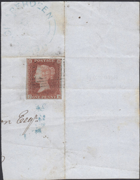 134118 1852 PIECE WITH 1D (SG8) AND 'NEWBURGH-ABERDEEN' CIRCULAR HAND STAMP.