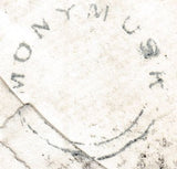 134120 1853 MAIL MONYMUSK, ABERDEENSHIRE TO EDINBURGH WITH 1D (SG8) AND 'MONYMUSK' CIRCULAR HAND STAMP.