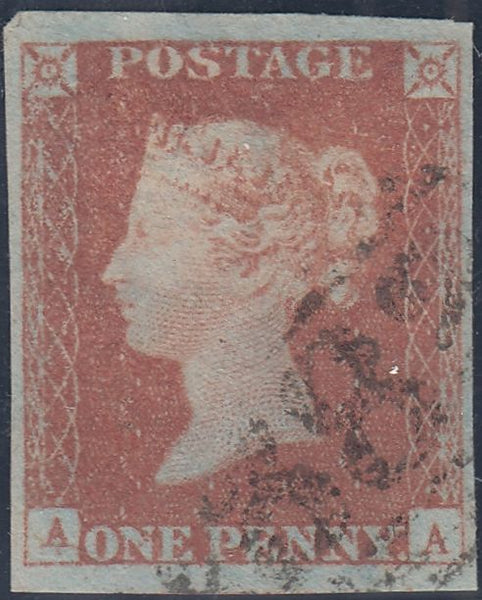 134167 1847 1D PL.76 (SG8)(AA CONSTANT VARIETY 'A DOUBLE' (SPEC BS65d) MISSING IMPRIMATUR LETTERING.