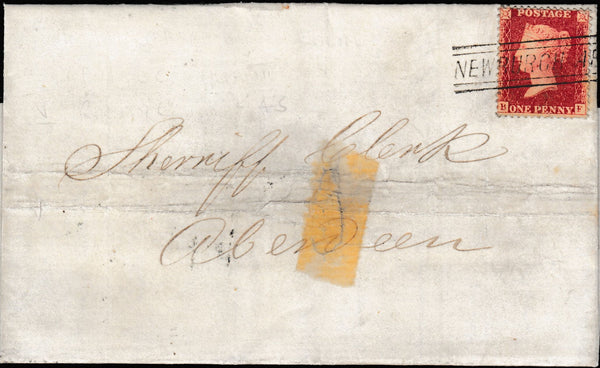 134187 1859 MAIL NEWBURGH TO ABERDEEN WITH 'NEWBURGH ABDn' SCOTS LOCAL HAND STAMP TYPE V.