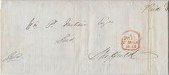 134196 1843 MAIL LONDON TO SHEFFIELD WITH 'Islington.Back.Rd' RECEIVERS HAND STAMP (L514/ISLBR14).