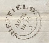 134196 1843 MAIL LONDON TO SHEFFIELD WITH 'Islington.Back.Rd' RECEIVERS HAND STAMP (L514/ISLBR14).