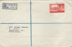 134222 1968 REGISTERED MAIL SWANSEA TO WESTERN GERMANY WITH 5S CASTLE ISSUE.