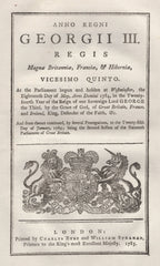 134253 1785 ACT 'GRANTING HIS MAJESTY MONEY FROM THE SINKING FUND, COMPENSATING CLERKS OF THE PRINCIPAL SECRETARIES OF STATE, ESTABLISHING REGULATIONS RE POSTAGE AND CONVEYANCE OF LETTERS AND PACKETS BETWEEN GREAT BRITAIN AND IRELAND'.