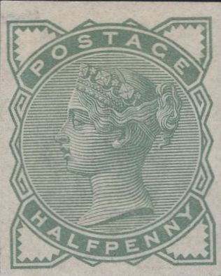 134295 1880 ½D PALE GREEN (SG165) IMPERFORATE IMPRIMATUR.