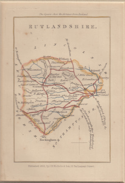 134314 1835 MAP OF 'RUTLANDSHIRE' BY J B NICHOLS.