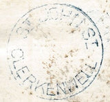 134321 1858 MAIL LONDON TO HALIFAX WITH FINE PRINTED BILLHEAD AND 'ST. JOHN ST/CLERKENWELL' CIRCULAR HAND STAMP.