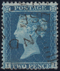 134330 1855 2D BLUE PL.5 L.C.14 (SG34)(II) WITH 'DUNDEE' DATE STAMP.