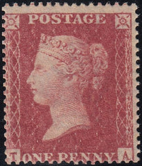 134355 1857 DIE 2 1D ROSE-RED ON WHITE PAPER PERFORATION 16 (SG36) FINE MINT SINGLE.