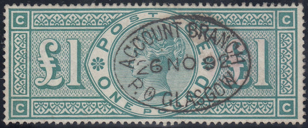 134362 1891 £1 GREEN (SG212)(CC) GOOD TO FINE USED.