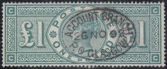134362 1891 £1 GREEN (SG212)(CC) GOOD TO FINE USED.