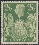 134374 1942 2/6 YELLOW-GREEN (SG476b) SUPERB USED 'LION AND HONI SOIT' RE-ENTRY.