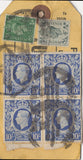 134385 UNDATED PARCEL TAG KGVI 1942 10S ULTRAMARINE (SG478b) X 8 AND 5S RED (SG477).