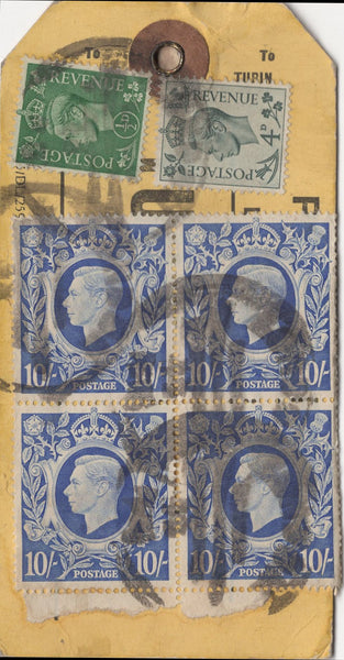 134385 UNDATED PARCEL TAG KGVI 1942 10S ULTRAMARINE (SG478b) X 8 AND 5S RED (SG477).