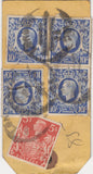 134385 UNDATED PARCEL TAG KGVI 1942 10S ULTRAMARINE (SG478b) X 8 AND 5S RED (SG477).