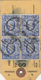 134391 UNDATED PARCEL TAG KGVI 1942 10S ULTRAMARINE (SG478b) BLOCK OF FOUR AND LOW VALUES.