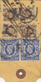 134392 UNDATED PARCEL TAG KGVI 10S ULTRAMARINE (SG478b) X 6 AND LOW VALUES.